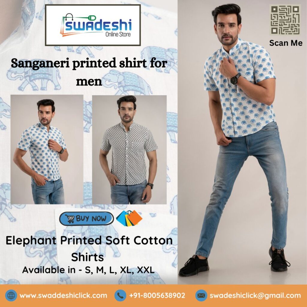 sanganeri printed shirt for men